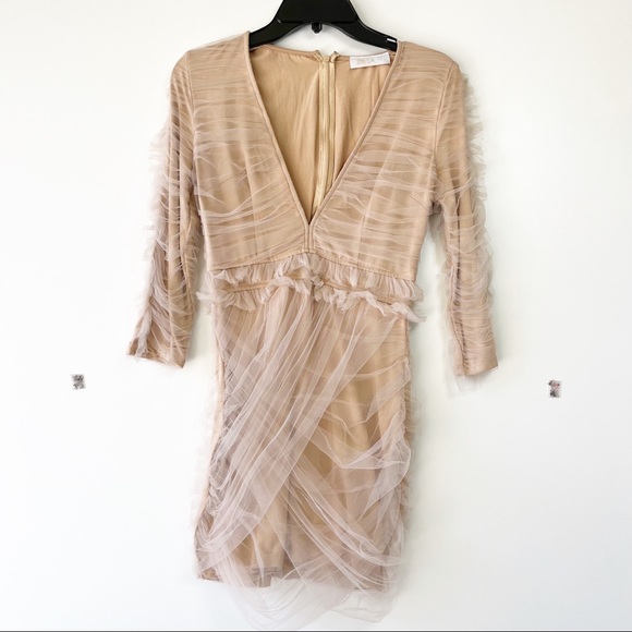 Zie Boutique Dresses & Skirts - Zie LA Boutique mesh overlay v-neck bodycon dress